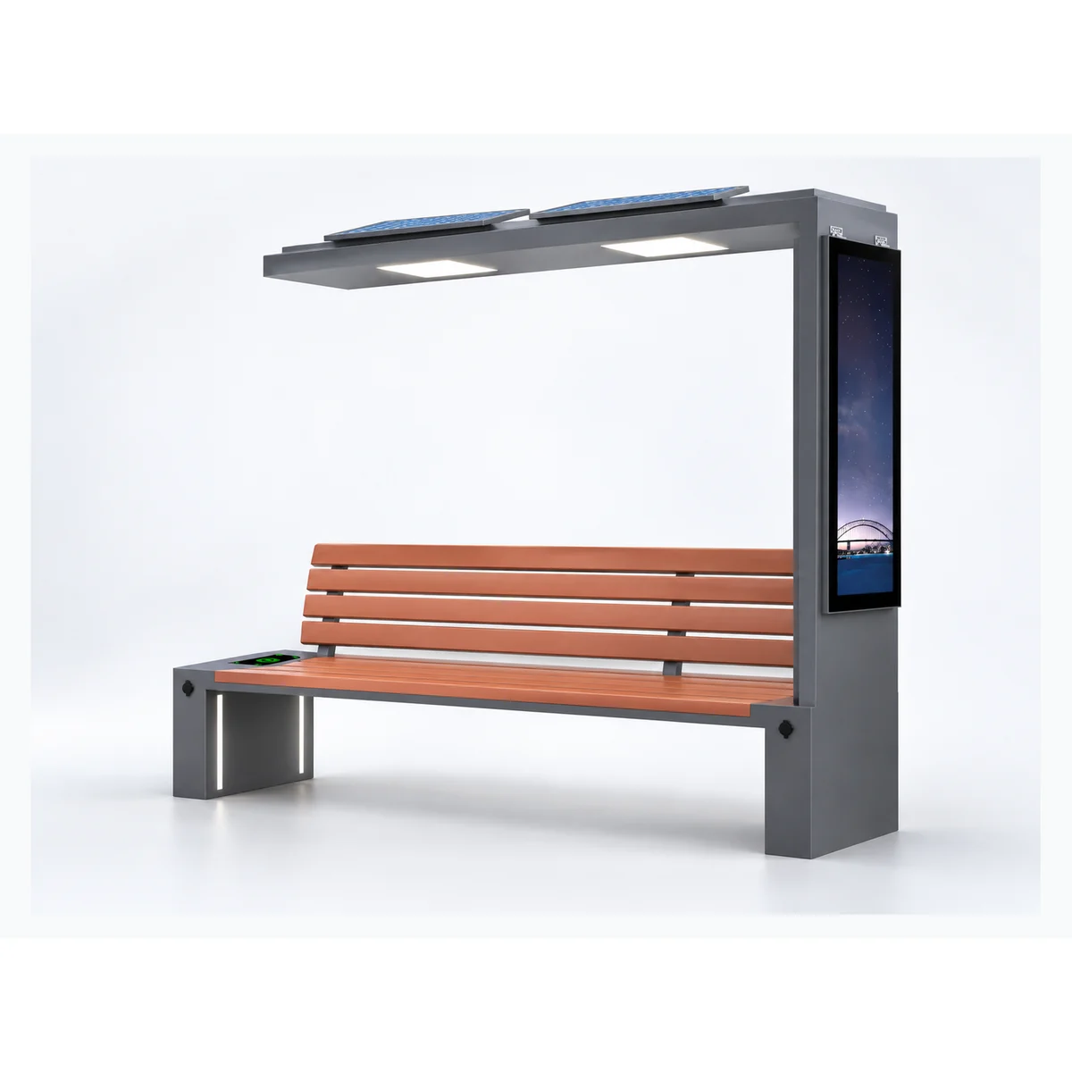 Умная солнечная скамейка ZEMSO ZX-PB-014 с высоким навесом